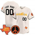 Custom Houston Astros  Love Street & Peace Sign Patch Vapor Premier Limited Jersey V2 ¨C Cream KLUNKIM