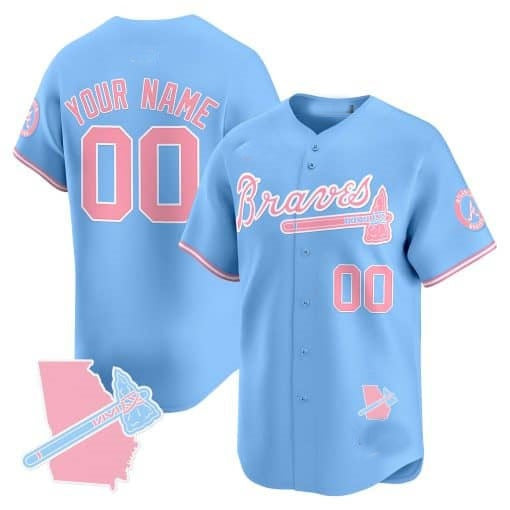 Custom Atlanta Braves Bubblegum Pink Vapor Premier Limited Jersey - Blue KLUNKIM