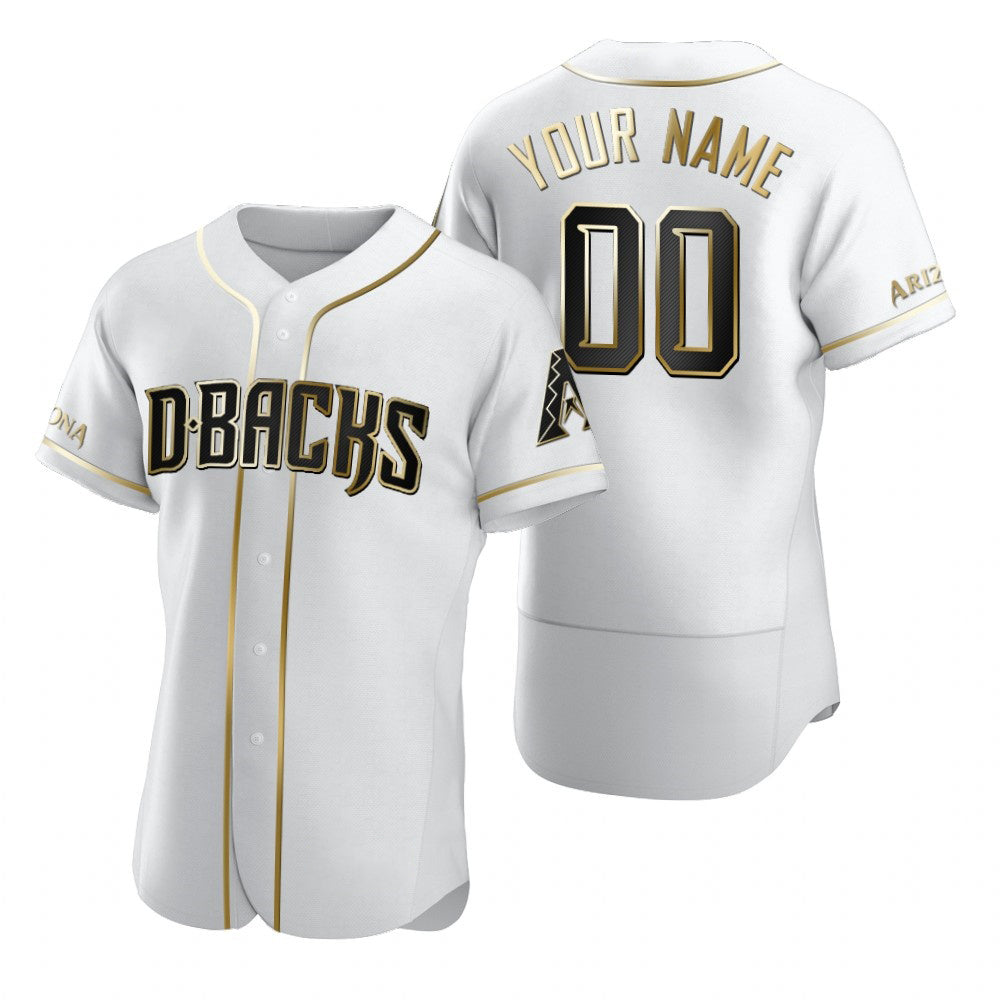 Custom Arizona Diamondbacks White KLUNKIM Stitched Flex Base Golden Edition Jersey