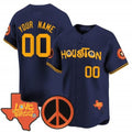Custom Houston Astros Love Street & Peace Sign Patch Vapor Premier Limited Jersey V2 - Navy KLUNKIM