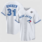 Toronto Blue Jays #31 Max Scherzer White KLUNKIM 2025 World Series Home Cool Base Stitched Jersey