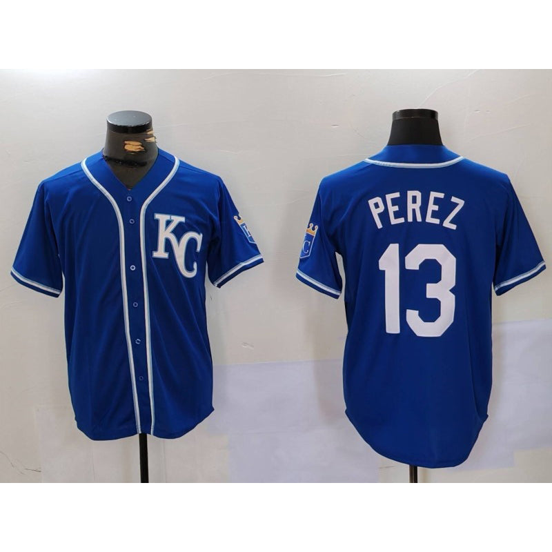 Kansas City Royals #13 Salvador Perez Blue KLUNKIM KC Cool Base Stitched Jersey