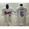 Texas Rangers #6 Josh Jung Number White KLUNKIM 2024 Gold Collection Limited Cool Base Jersey