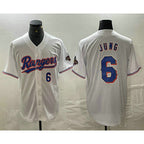 Texas Rangers #6 Josh Jung Number White KLUNKIM 2024 Gold Collection Limited Cool Base Jersey