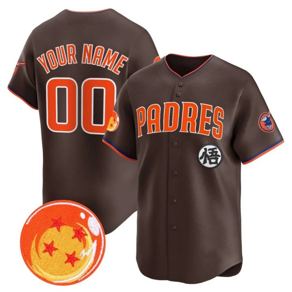 Custom San Diego Padres x Dragon Ball Brown KLUNKIM Vapor Premier Limited Jersey - All Stitched