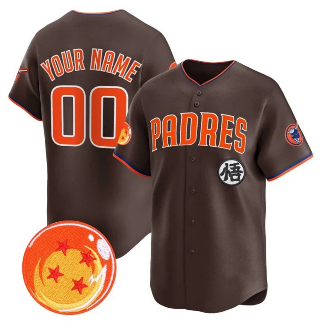 Custom San Diego Padres x Dragon Ball Brown KLUNKIM Vapor Premier Limited Jersey - All Stitched