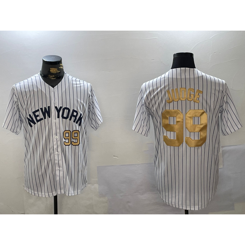 New York Yankees #99 Aaron Judge White KLUNKIM Pinstripe Fashion Cool Base Jerseys