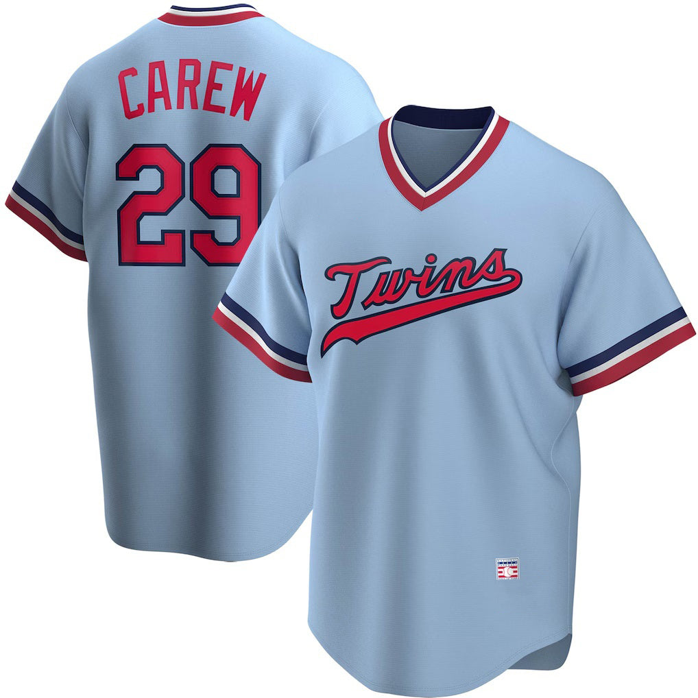 Minnesota Twins #29 Rod Carew Light Blue KLUNKIM Road Cooperstown Collection Player Jersey