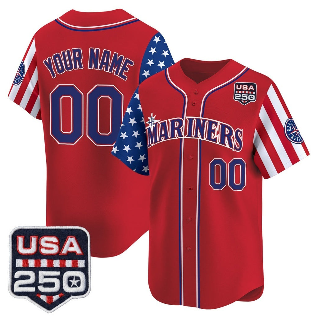 Custom Seattle Mariners America 250 Edition Vapor Premier Limited Red KLUNKIM Stitched Jerseys