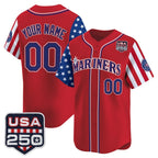 Custom Seattle Mariners America 250 Edition Vapor Premier Limited Red KLUNKIM Stitched Jerseys
