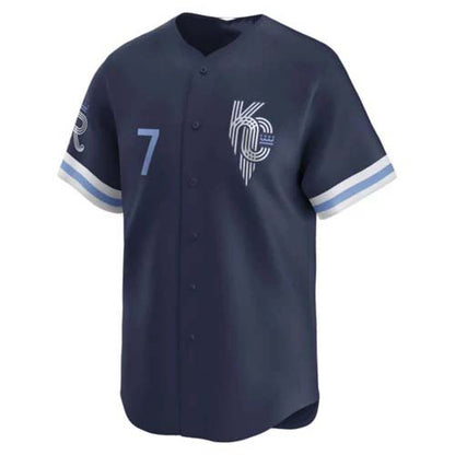 Kansas City Royals #7 Bobby Witt Jr Navy City Connect Baseball Limited Jersey