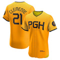 Pittsburgh Pirates #21 Roberto Clemente Gold KLUNKIM City Connect Elite Player Jersey