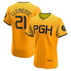 Pittsburgh Pirates #21 Roberto Clemente Gold KLUNKIM City Connect Elite Player Jersey