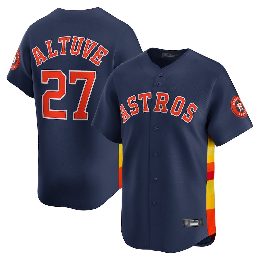 Houston Astros #27 Yainer Diaz Player Navy KLUNKIM Home Limited Stitched Jerseys