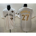 Toronto Blue Jays #27 Vladimir Guerrero Jr White Gold KLUNKIM 2025 American League Champions Limited Stitched Jersey
