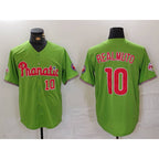 Philadelphia Phillies #10 JT Realmuto Number Green KLUNKIM With Patch Stitched Cool Base Jersey