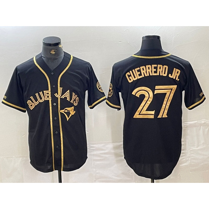Toronto Blue Jays #27 Vladimir Guerrero Jr Black Gold KLUNKIM Cool Base Stitched Jersey