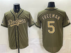 Los Angeles Dodgers #5 Freddie Freeman Olive KLUNKIM 2026 Armed Forces Day Stitched Jersey