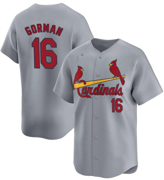 St. Louis Cardinals #16 Nolan Gorman Gray KLUNKIM 2024 Away Limited Stitched Jersey