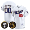 Custom Los Angeles Dodgers Vin Patch & Kobe Bryant Signature Vapor Premier Limited Jersey ¨C White KLUNKIM