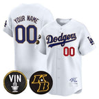 Custom Los Angeles Dodgers Vin Patch & Kobe Bryant Signature Vapor Premier Limited Jersey ¨C White KLUNKIM