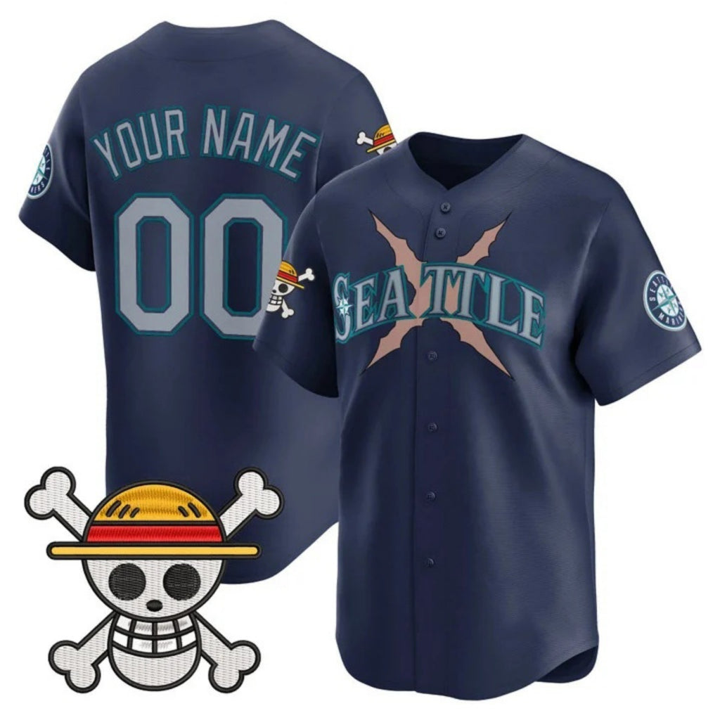 Custom Seattle Mariners x One Piece Navy KLUNKIM Vapor Premier Limited Jersey - Stitched