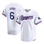 Texas Rangers #6 Josh Jung White KLUNKIM 2023 World Series Champions Stitched Jersey