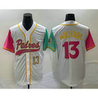 San Diego Padres #13 Manny Machado Number White KLUNKIM NEW 2023 City Connect Cool Base Stitched Jersey