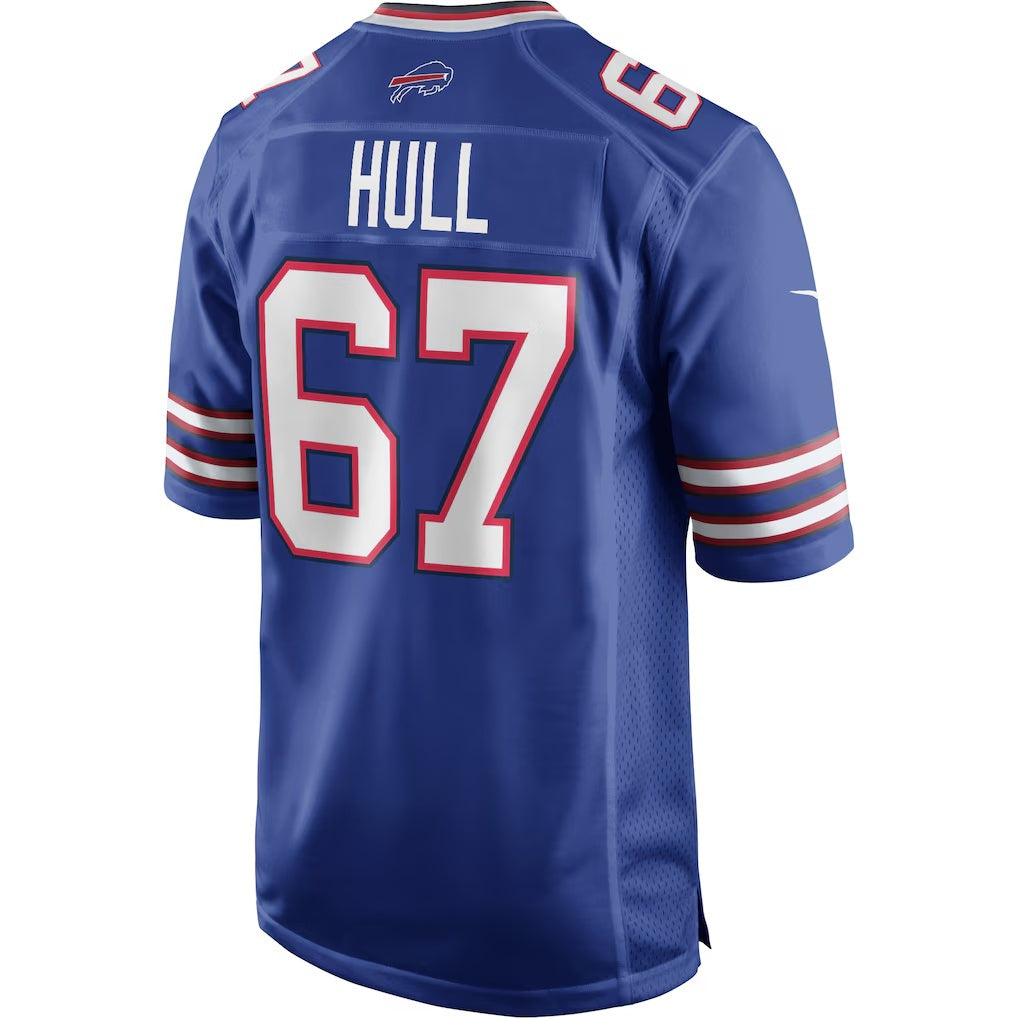 B.Bills #67 Kent Hull Royal KLUNKIM Game Retired Player Jersey