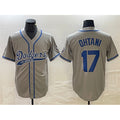 Los Angeles Dodgers #17 Shohei Ohtani Gray KLUNKIM Cool Base With Patch Stitched Jersey