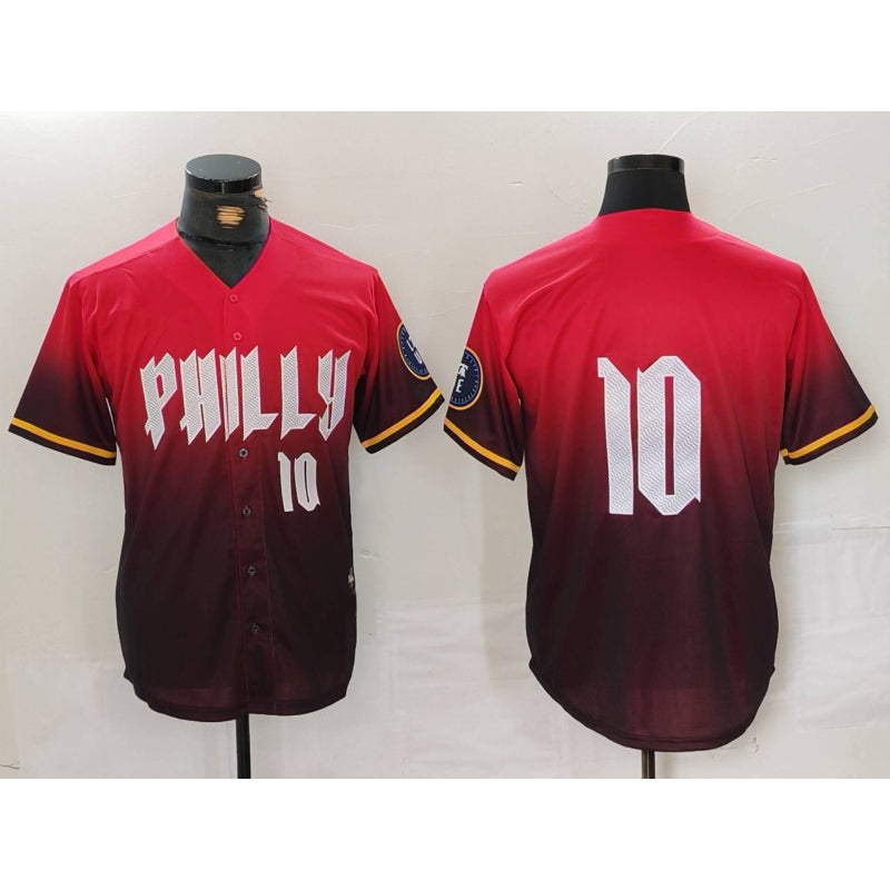 Philadelphia Phillies #10 JT Realmuto Red KLUNKIM 2024 City Connect Limited Stitched Jersey 3