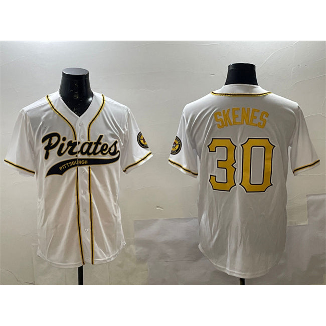 Pittsburgh Pirates #30 Paul Skenes White KLUNKIM Cool Base Stitched Jersey
