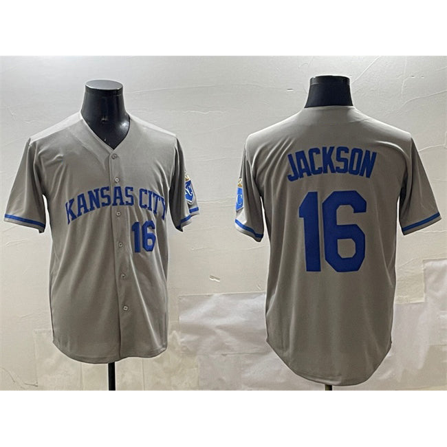 Kansas City Royals #16 Bo Jackson Gray KLUNKIM 2024 Away Limited Stitched Jersey