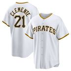 Pittsburgh Pirates #21 Roberto Clemente White KLUNKIM Home Replica Player Name Jersey
