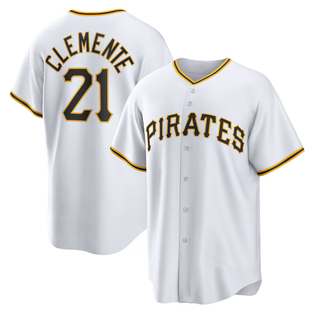 Pittsburgh Pirates #21 Roberto Clemente White KLUNKIM Home Replica Player Name Jersey