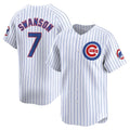 Chicago Cubs #7 Dansby Swanson White KLUNKIM Home Limited Player Jersey
