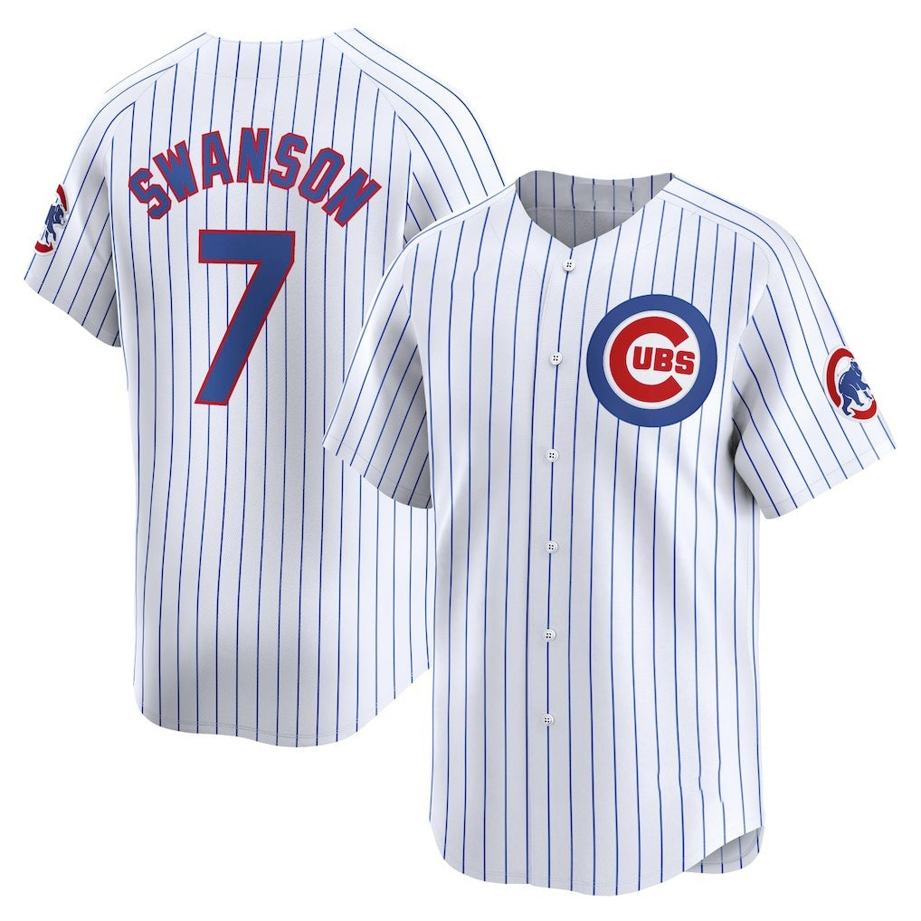 Chicago Cubs #7 Dansby Swanson White KLUNKIM Home Limited Player Jersey