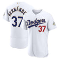 Los Angeles Dodgers #37 Teoscar Hern¨¢ndez White KLUNKIM 2026 Gold Collection Authentic Jersey