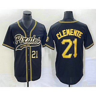 ittsburgh Pirates #21 Roberto Clemente Number Black KLUNKIM Cool Base Stitched Jersey