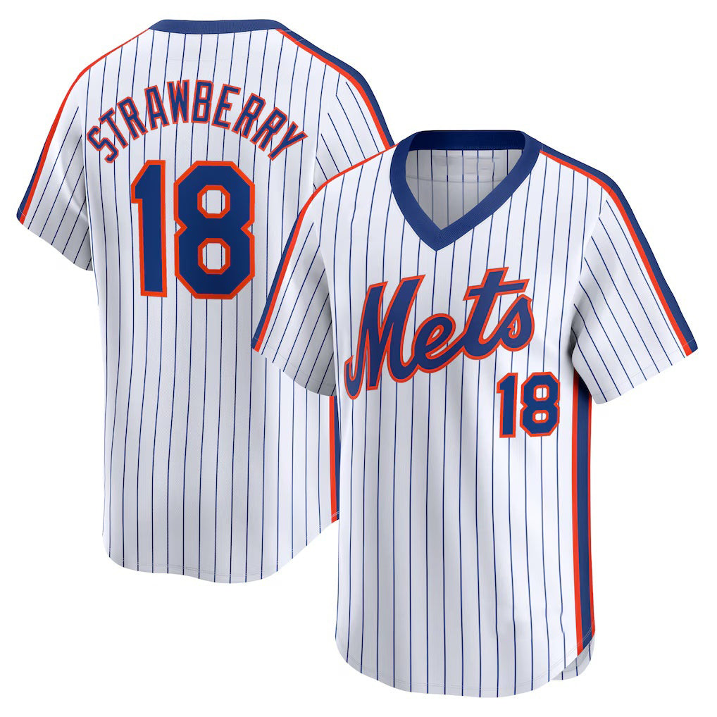 New York Mets #18 Darryl Strawberry Navy KLUNKIM Throwback Cooperstown Limited Jersey