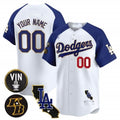 Custom Los Angeles Dodgers Vin Patch & Kobe Bryant Gold Trim Vapor Premier Limited Jersey V2 ¨C White 2 KLUNKIM