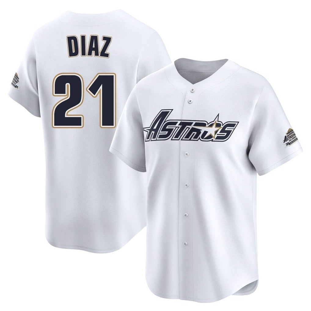 Houston Astros #21 Yainer Diaz Player White KLUNKIM Throwback Cooperstown Collection Limited Stitched Jerseys