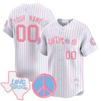 Custom Houston Astros  Love Street & Peace Sign Patch Bubblegum Pink Vapor Premier Limited Jersey ¨C Pinstripe KLUNKIM