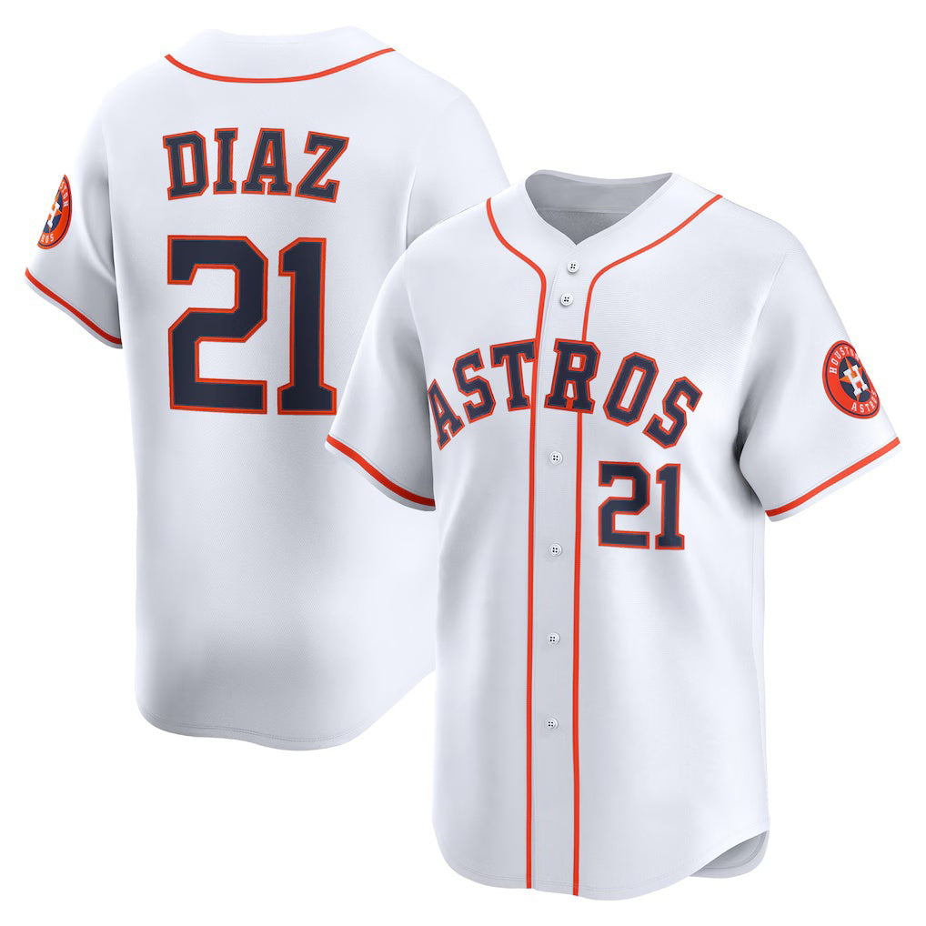 Houston Astros #21 Yainer Diaz White KLUNKIM Home Limited Player Jersey