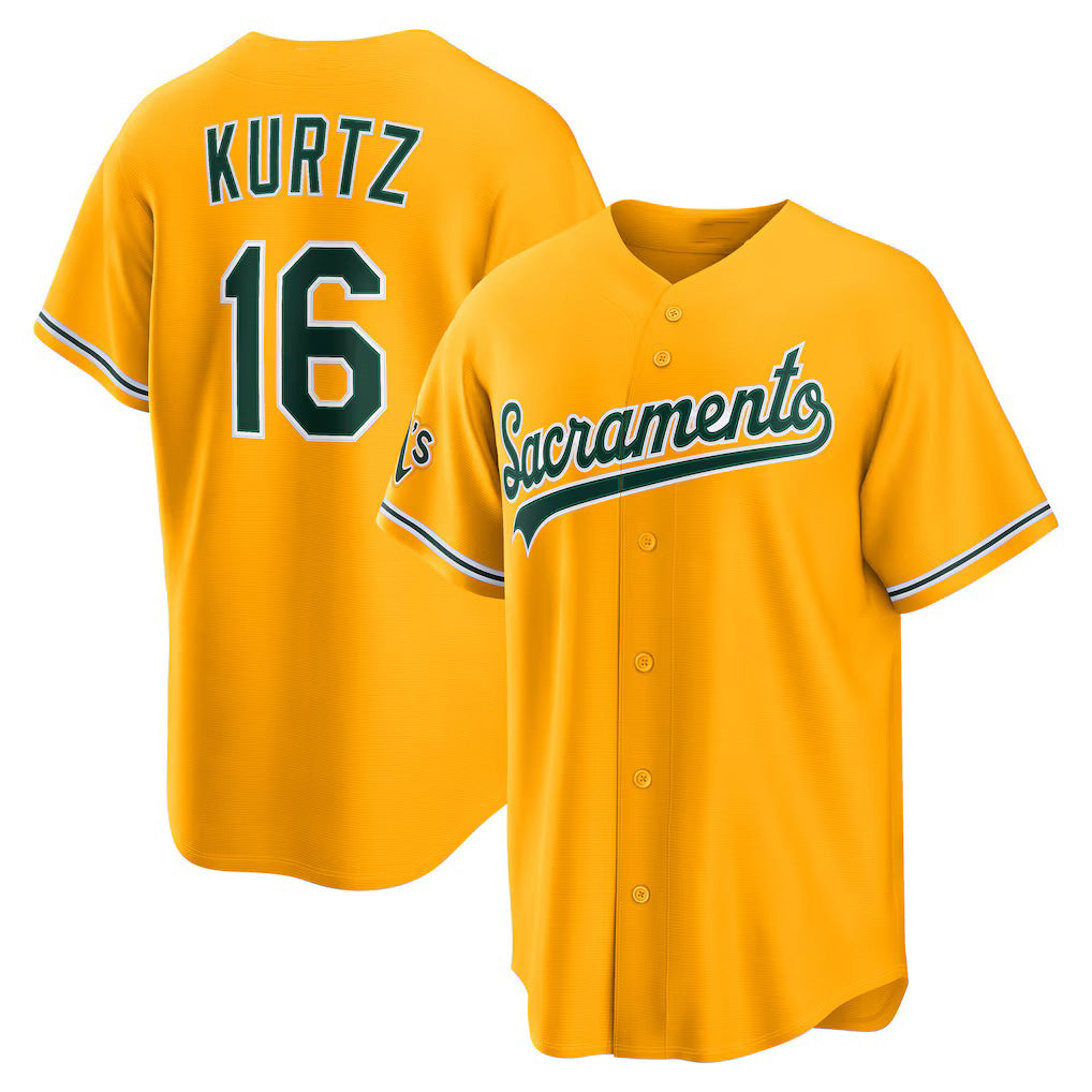 Oakland Athletics #16 Nick Kurtz Gold KLUNKIM Alternate Stadium Jersey