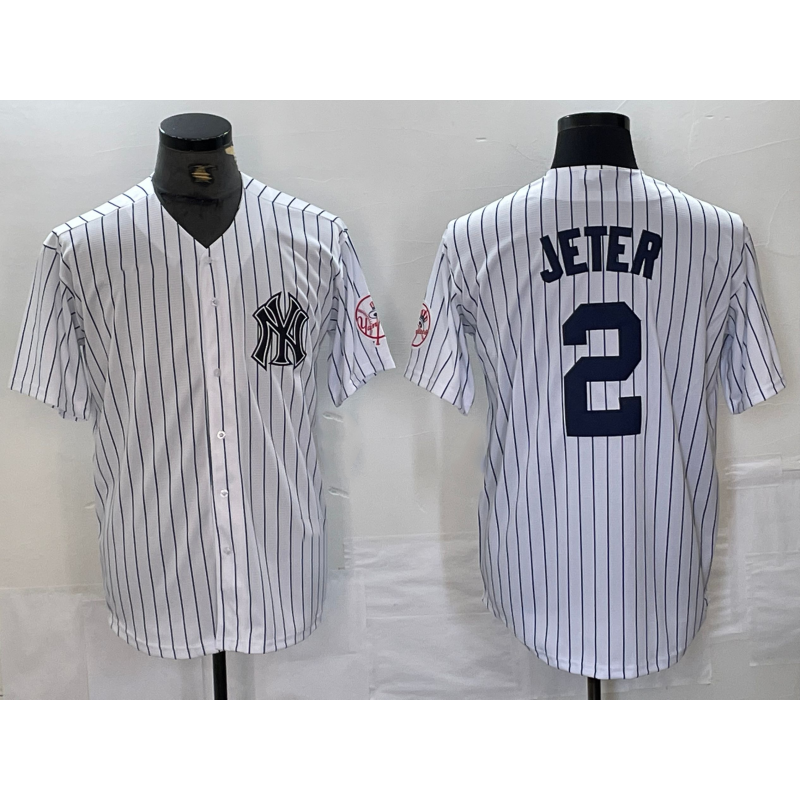 New York Yankees #2 Derek Jeter Name White KLUNKIM With Patch 2024 Cool Base Stitched Jersey
