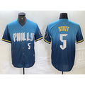 Philadelphia Phillies #5 Bryson Stott Blue KLUNKIM 2024 City Player Number Cool Base Stitched Jersey 2