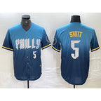 Philadelphia Phillies #5 Bryson Stott Blue KLUNKIM 2024 City Player Number Cool Base Stitched Jersey 2