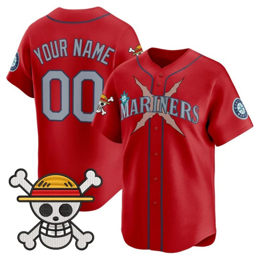 Custom Seattle Mariners x One Piece Red KLUNKIM Vapor Premier Limited Jersey - Stitched