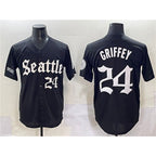 Seattle Mariners #24 Ken Griffey Jr. Black KLUNKIM 'Deep Sea Gothic Edition' Vapor Premier Limited Stitched Jersey